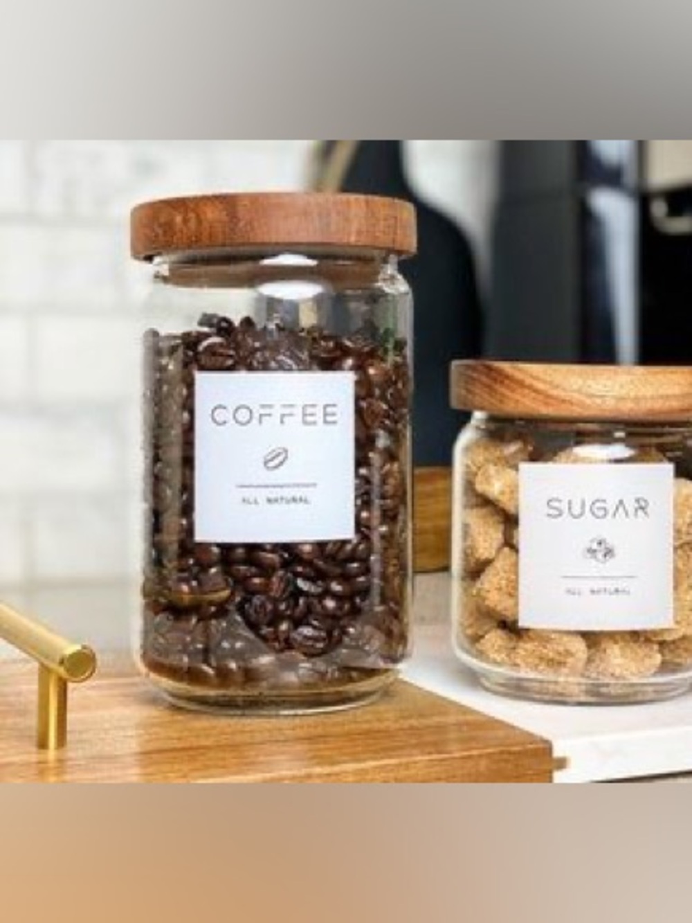 Glass Storage Jar with Wooden Lid - Brown